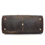 Brown leather weekend bag, durable for travel and stylish use