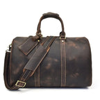 Brown leather weekend bag, perfect for travel and getaways