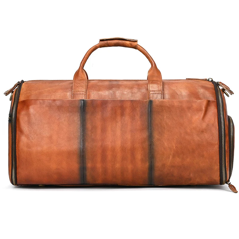 Brown leather bag weekender, perfect for stylish travel