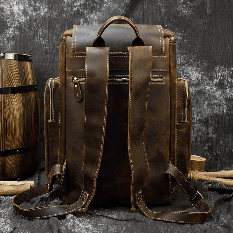 Stylish brown weekender outdoor bag with multiple compartments and adjustable straps for travel