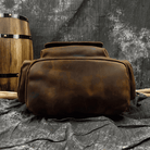 VacationGrabs weekender outdoor bag in brown leather, perfect for adventures and travel