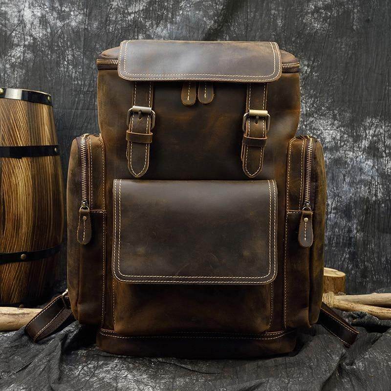 Vintage-style brown backpack by VacationGrabs, perfect as a weekender outdoor bag for adventures