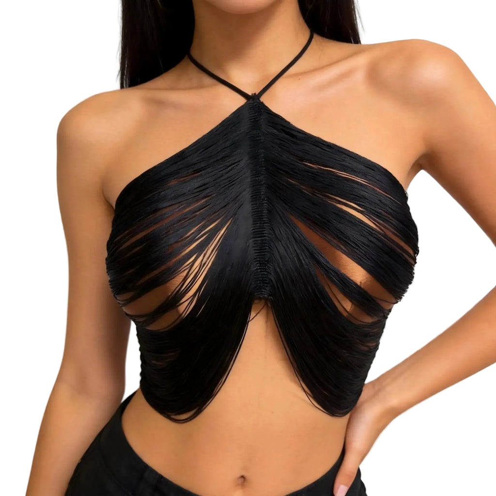 Black halter top women's designed for evenings out