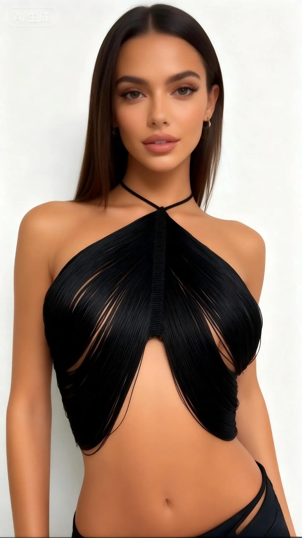 Women's black halter top, lightweight fabric for summer outings