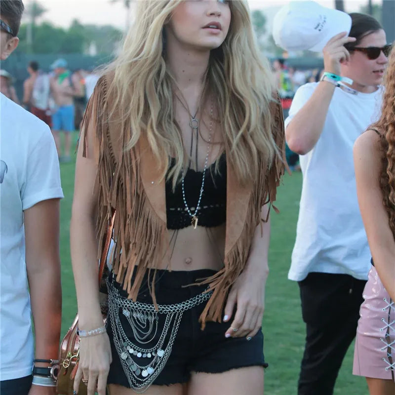 Women's lightweight fringe vest, stylish and perfect for casual outings