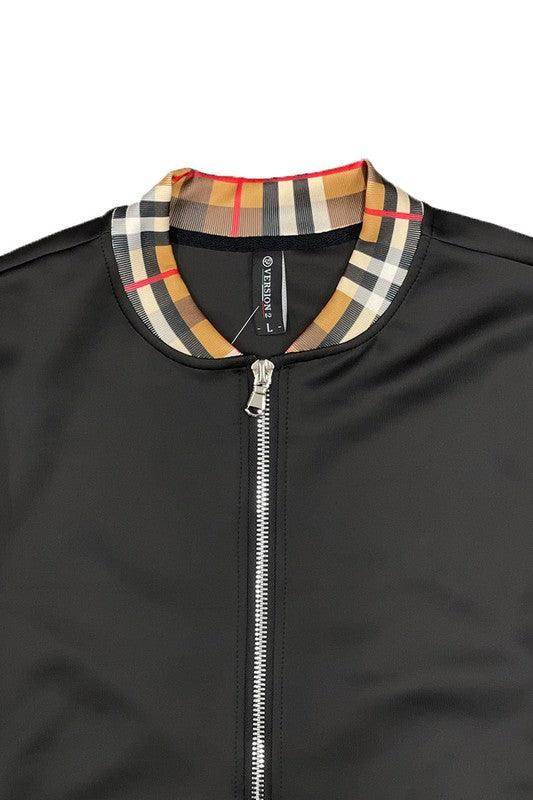 Mens Checkered Plaid Full Zip Track Jacket - VacationGrabs