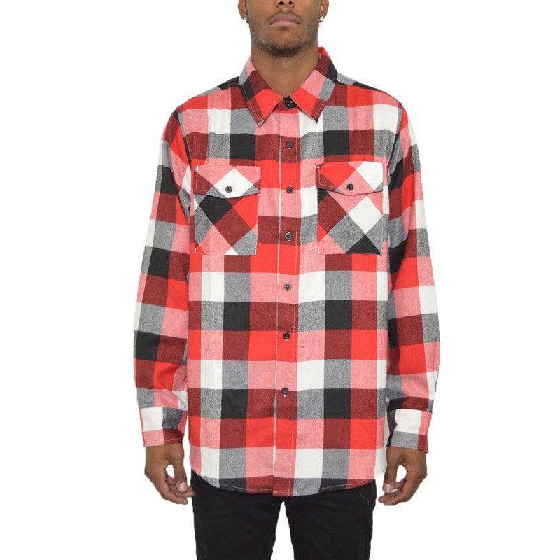 Mens Shirts LS Checkered Flannel - VacationGrabs