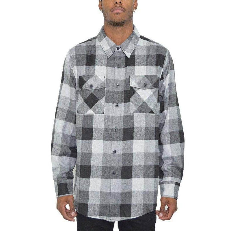Mens Shirts LS Checkered Flannel - VacationGrabs
