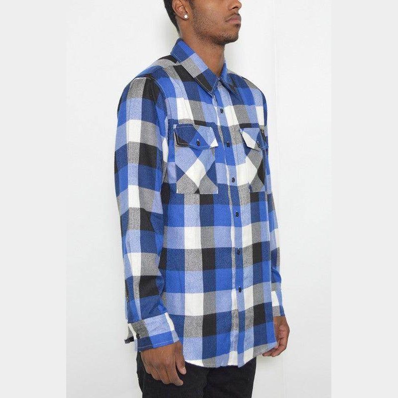 Mens Shirts LS Checkered Flannel - VacationGrabs