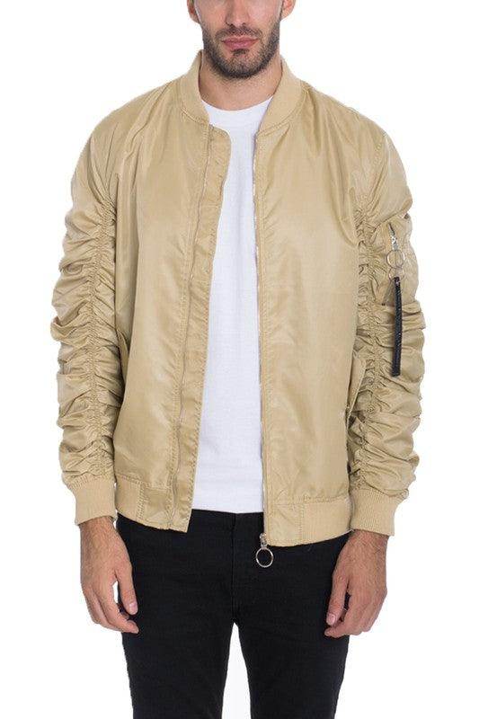 Men Casual Flight Lined Bomber Jacket - VacationGrabs