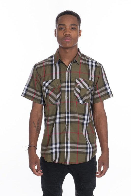 Men's Shirts Weiv Men'S Casual Short Sleeve Checker Shirts