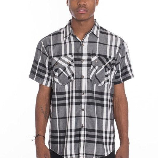 Men's Shirts Weiv Men'S Casual Short Sleeve Checker Shirts
