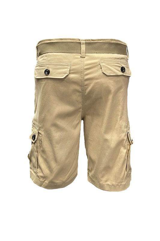 Mens Belted Cargo Shorts with Belt - VacationGrabs