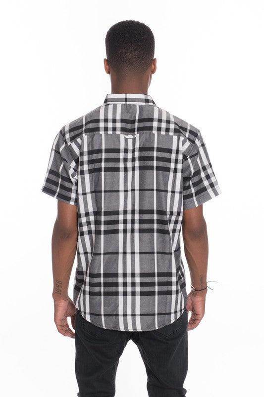 Mens Casual Short Sleeve Checker Plaid Shirts - VacationGrabs