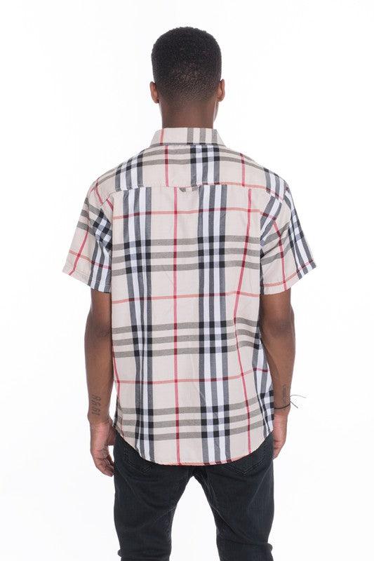 Men's Shirts Weiv Mens Casual Short Sleeve Checker Plaid Shirts