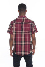 Mens Casual Short Sleeve Checker Plaid Shirts - VacationGrabs