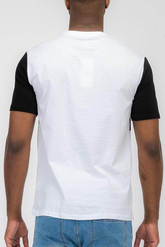 Mens Color Block Short Sleeve T-shirt - VacationGrabs