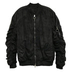 Microsuede Scrunched Bomber Jacket - VacationGrabs