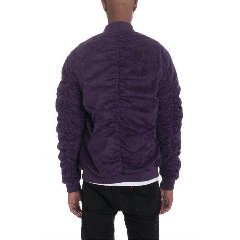 Microsuede Scrunched Bomber Jacket - VacationGrabs