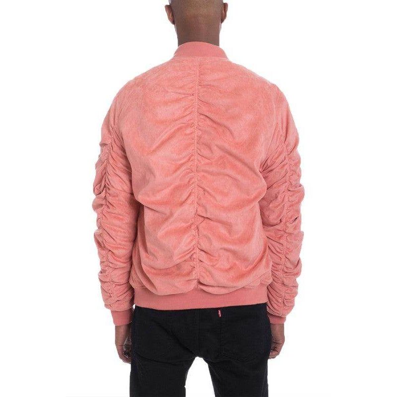 Microsuede Scrunched Bomber Jacket - VacationGrabs