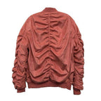 Microsuede Scrunched Bomber Jacket - VacationGrabs