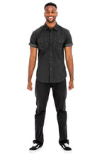 Mens Outline Stitch Short Sleeve Shirts - VacationGrabs
