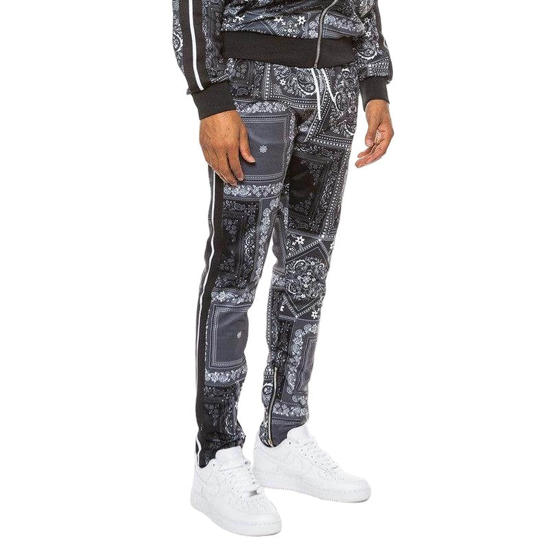 Mens Paisley Bandana Print Track Pants - VacationGrabs