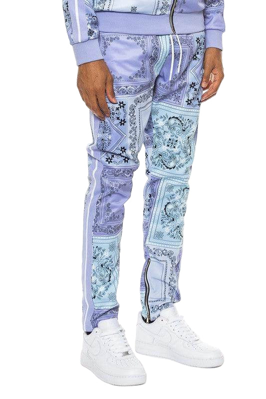 Mens Paisley Bandana Print Track Pants - VacationGrabs