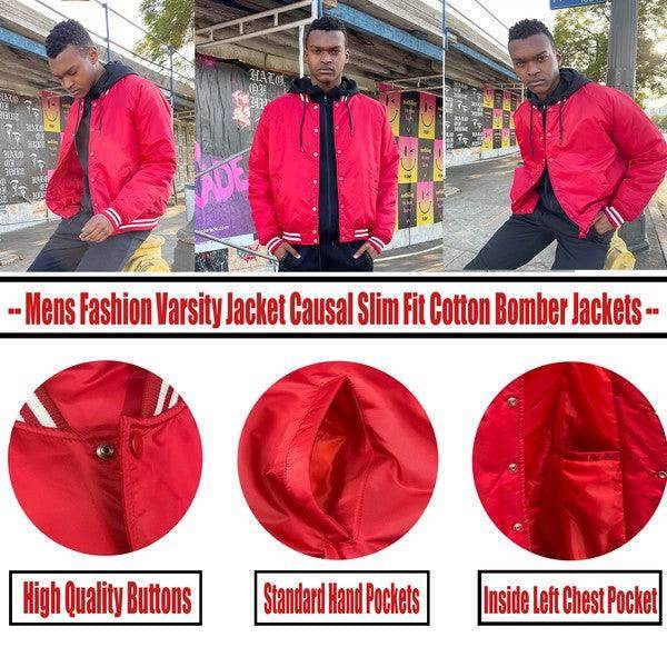 Mens Solid Color Varsity Jackets - VacationGrabs