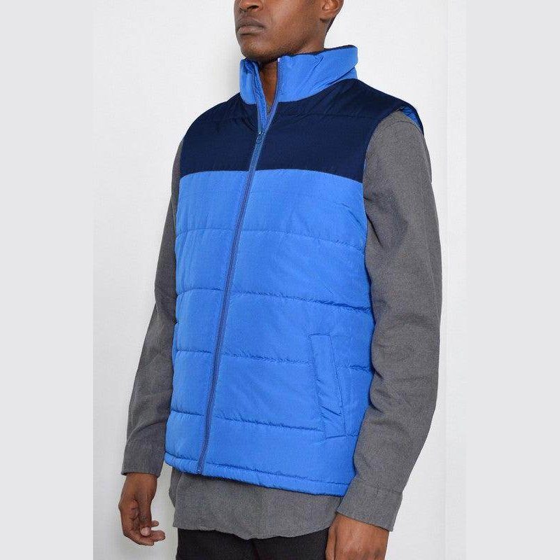 Mens Two Tone Color Block Padded Vest - VacationGrabs