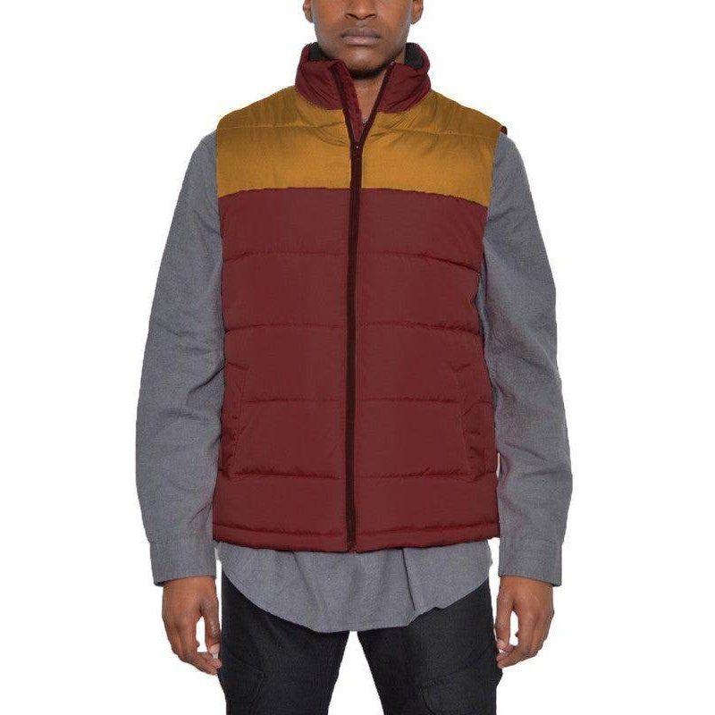 Mens Two Tone Color Block Padded Vest - VacationGrabs