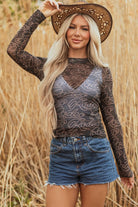 JUNIPER BLVD Women's Western Rodeo Mesh Top in Black with Long Sleeves and Stylish Design