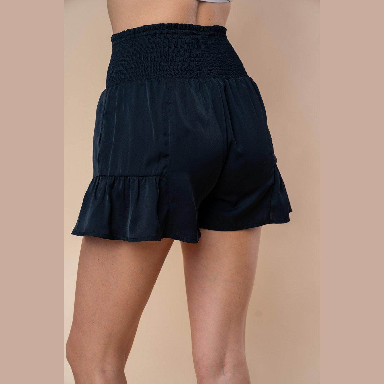 White Birch Full Size High Waisted Smocked Shorts - VacationGrabs