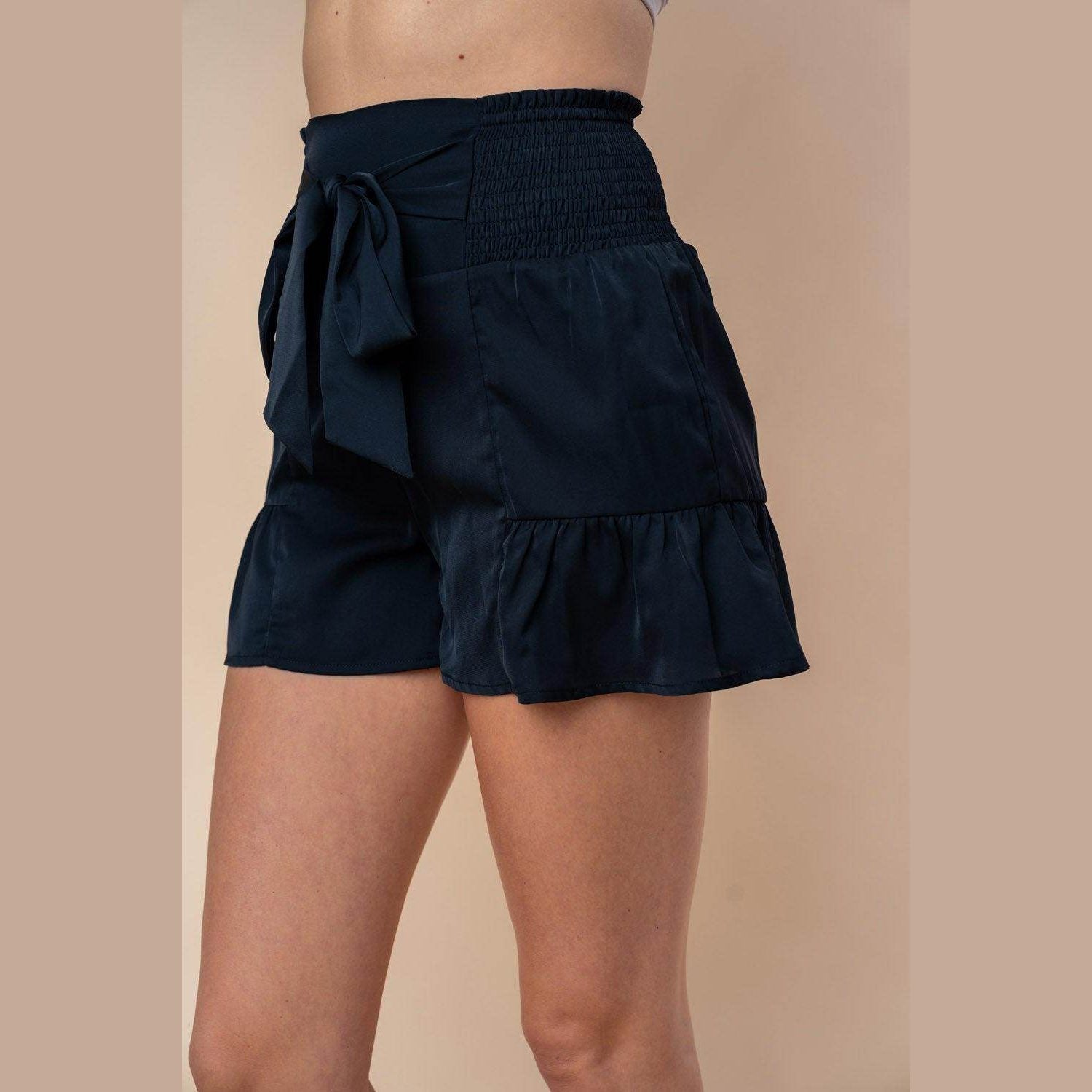 White Birch Full Size High Waisted Smocked Shorts - VacationGrabs