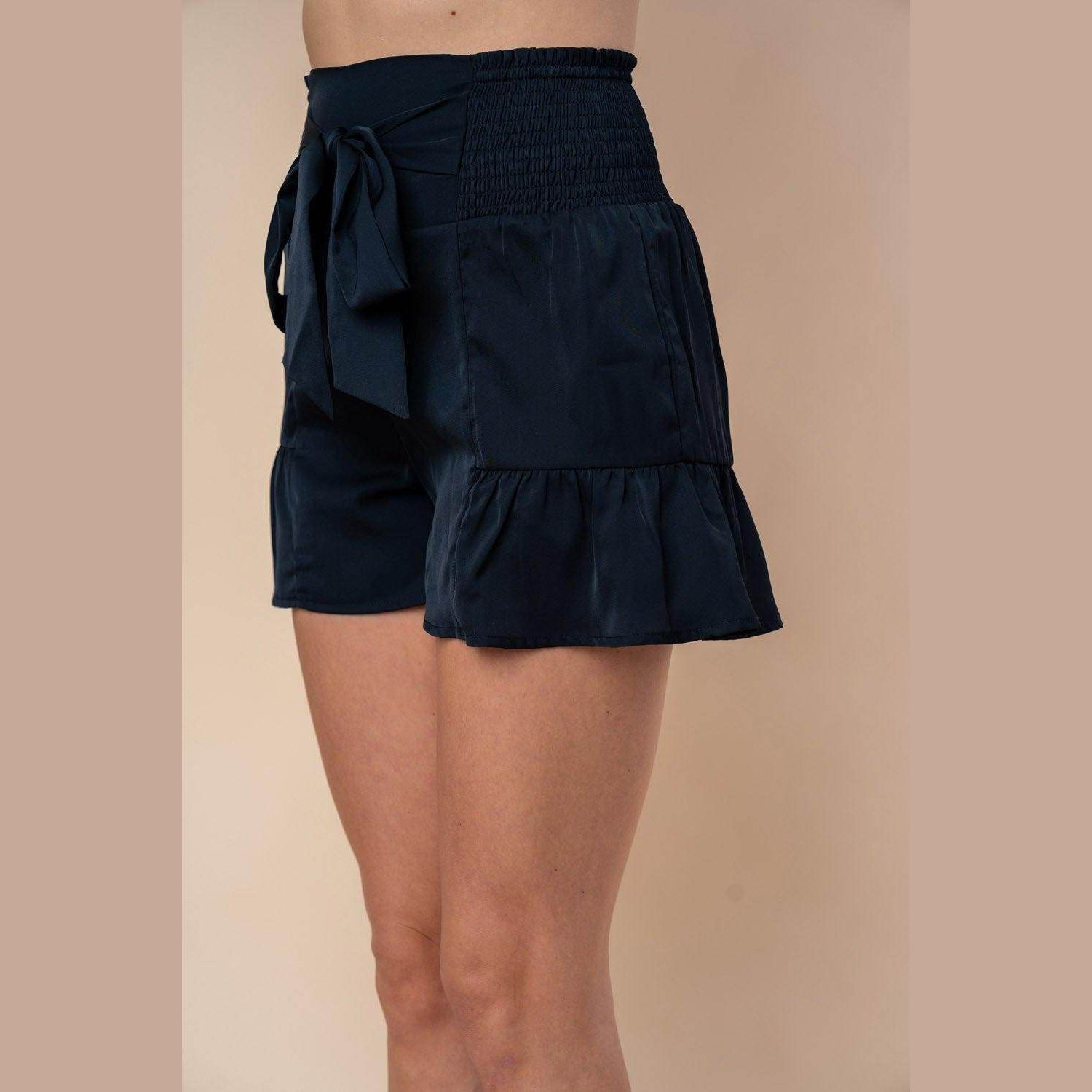 White Birch Full Size High Waisted Smocked Shorts - VacationGrabs