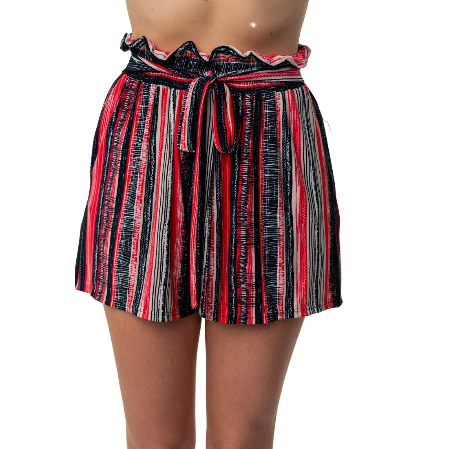 White Birch Full Size High Waisted Striped Shorts - VacationGrabs