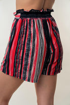 Women's Shorts White Birch Full Size High Waisted Striped Shorts