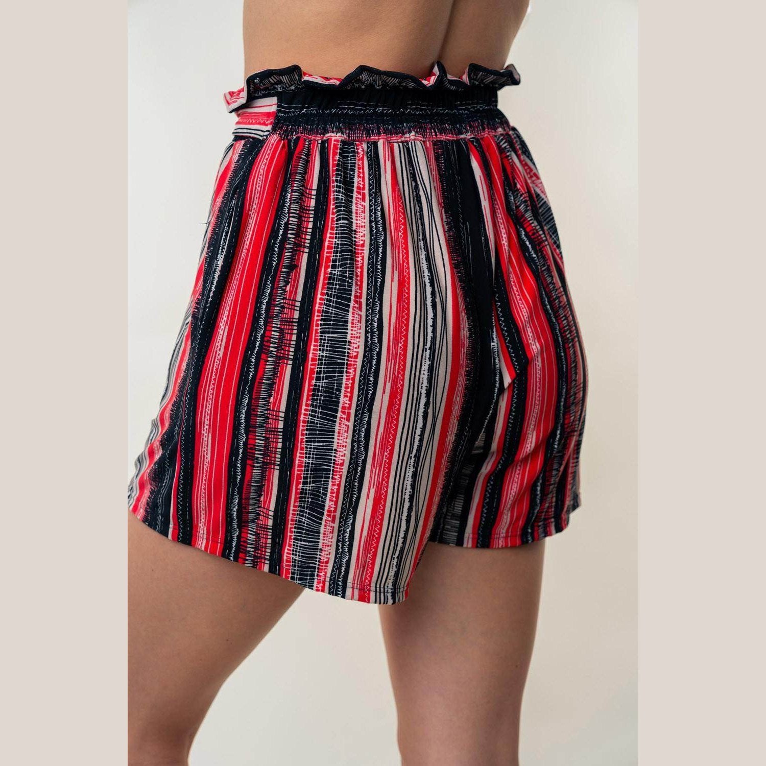 White Birch Full Size High Waisted Striped Shorts - VacationGrabs
