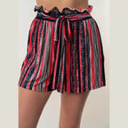 White Birch Full Size High Waisted Striped Shorts - VacationGrabs