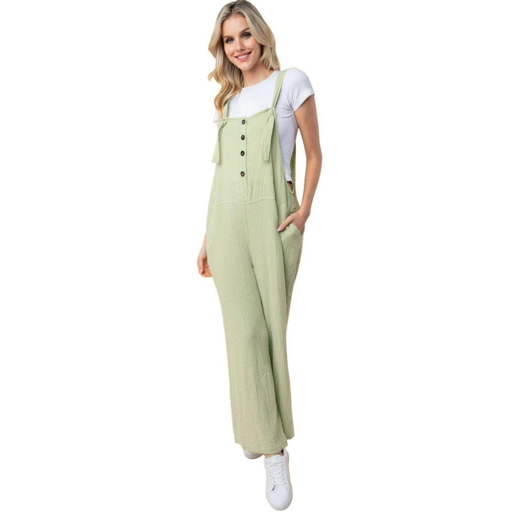 White Birch Texture Sleeveless Wide Leg Jumpsuit - VacationGrabs