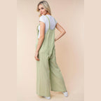 White Birch Texture Sleeveless Wide Leg Jumpsuit - VacationGrabs