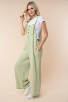 Jumpsuits & Rompers White Birch Texture Sleeveless Wide Leg Jumpsuit