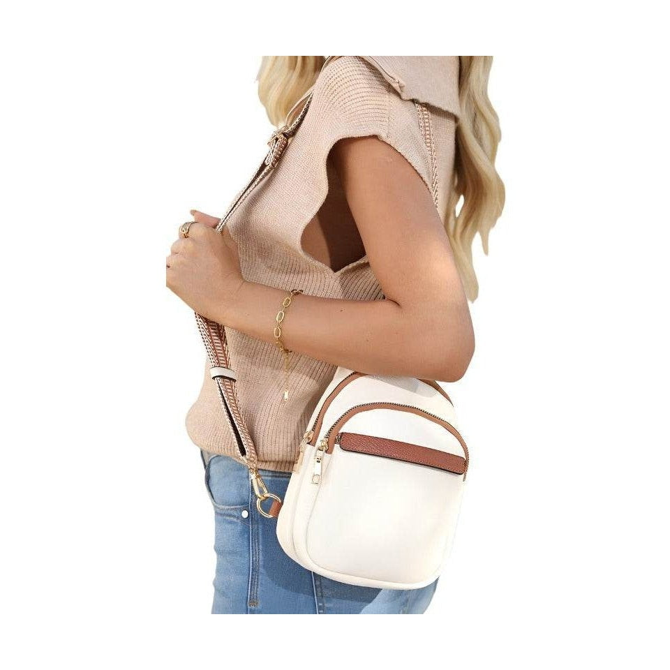White Casual Multi Zipped Street penny Sling Bag - VacationGrabs