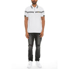 White collared polo for men by WEIV featuring stylish patterns and a modern fit
