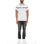 White collared polo for men by WEIV featuring stylish patterns and a modern fit