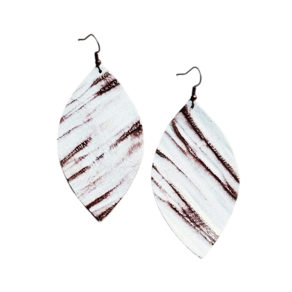 Leather Oval Earring White Chateau