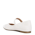 Rag Company white Mary Jane flats for women with textured fabric and a single strap