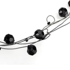 Elegant white metal fashion necklace with black faceted beads for a stylish look