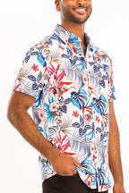 White Multi Hawaiian Shirt and Cargo Short Set - VacationGrabs