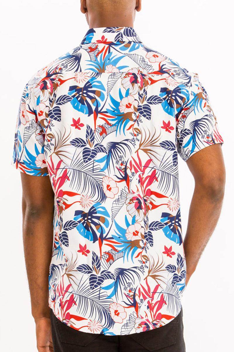 White Multi Hawaiian Shirt and Cargo Short Set - VacationGrabs